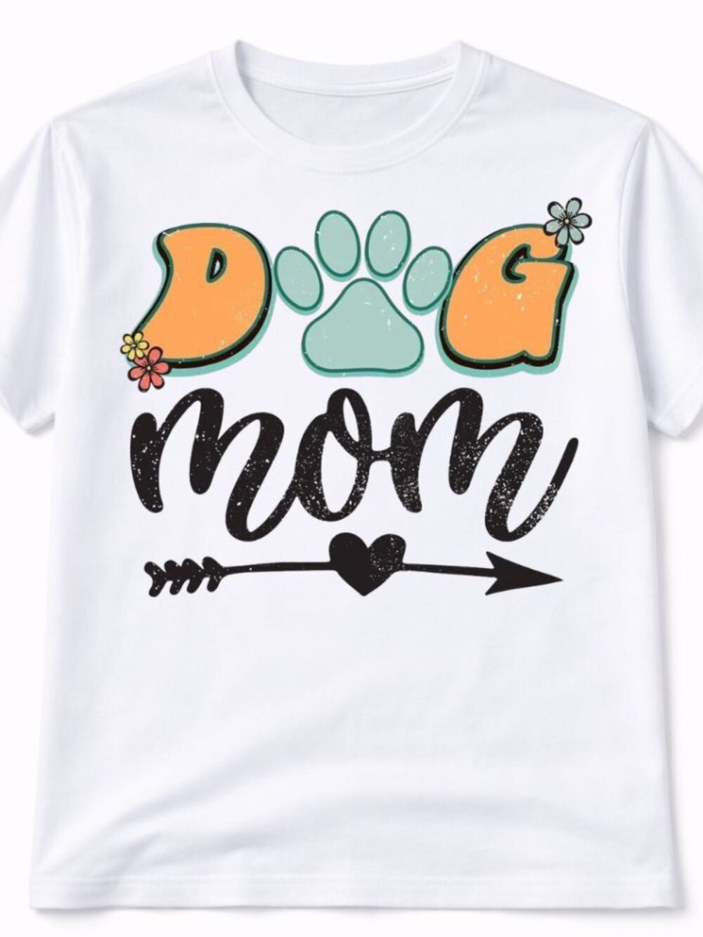 Dog Mom Paw Print Graphic T Shirt Trendy Boutique Style Tee Womens White Tops